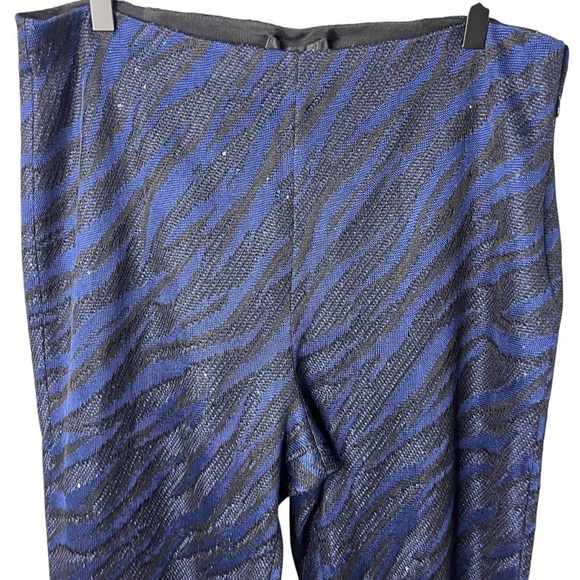 St John Party Animal Pants Blue Black Sequins Size 14 Animal Print Straight Leg - Picture 3 of 10